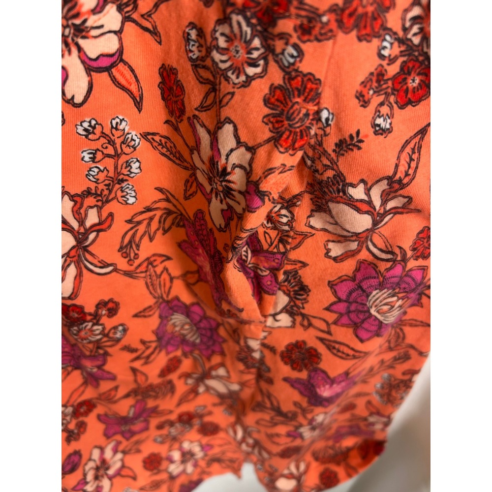 Lands End Womens Orange Floral Cotton Sleeveless Split Neck Tunic Top M 10-12 - Picture 8 of 9